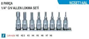 NT TOOLS 1/4'' ALLEN LOKMA TAKIMI 8 PARÇA NCSET14AL
