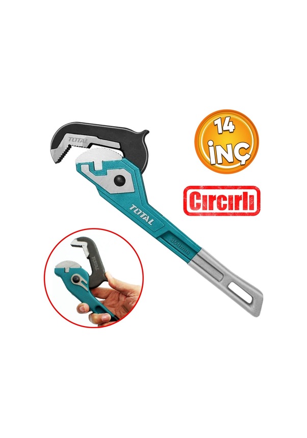 Total Cırcırlı Boru Anahtarı 10'' İngiliz Anahtar 3.8 Cm Ağız 25 Cm Boy Çırçırlı Sökme Sıkma Tutma