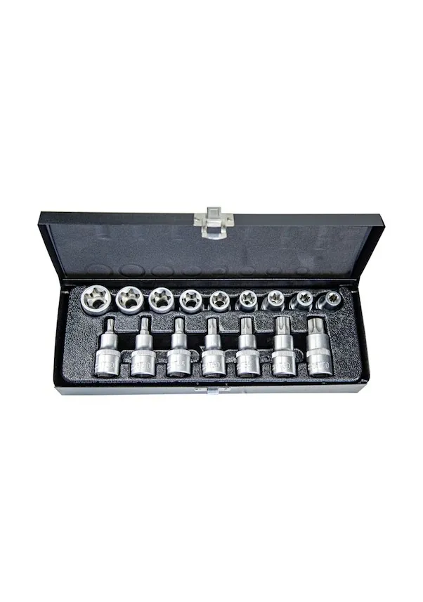 NT Tools NCSET83 16 Parça 1/2" CR-V Torx ve E Tipi Torx Lokma Seti