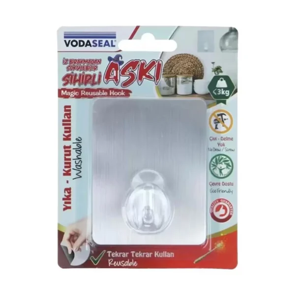 Vodaseal Yapışkanlı Askı Krom Kare