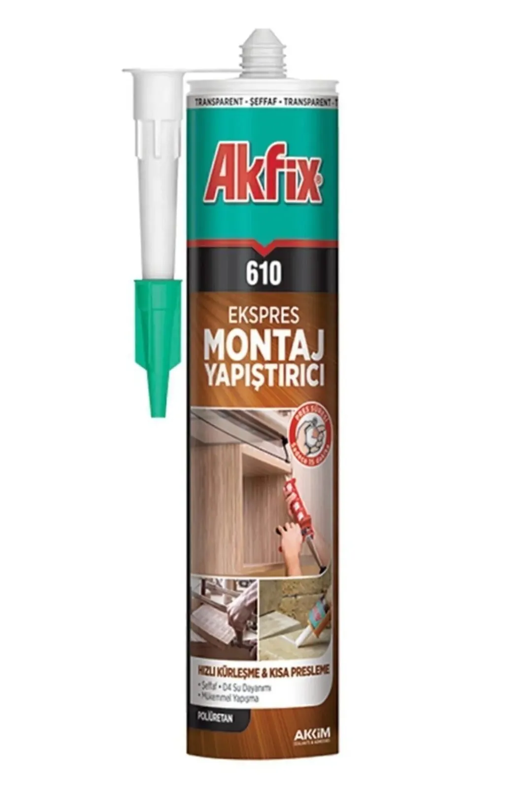 Akfix 610 Ekspres Montaj Yapıştırıcı Sıvı Çivi 310ML Şeffaf GA400P